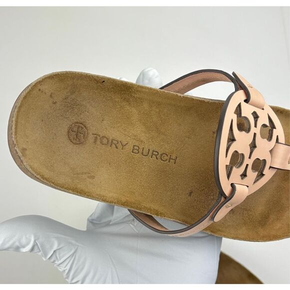 Tory Burch Miller Cloud Sandals Womens 7.5 Bright Peach Natural w/ Box & Bag X22 - Picture 12 of 14